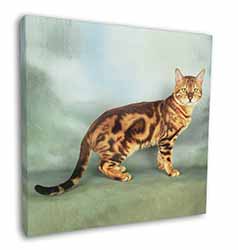 Bengal Gold Marble Cat Square Canvas 12"x12" Wall Art Picture Print