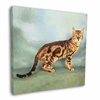 Bengal Gold Marble Cat Square Canvas 12"x12" Wall Art Picture Print