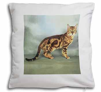 Bengal Gold Marble Cat Soft White Velvet Feel Scatter Cushion