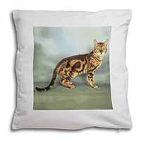 Bengal Gold Marble Cat Soft White Velvet Feel Scatter Cushion