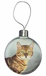 Bengal Gold Marble Cat Christmas Bauble
