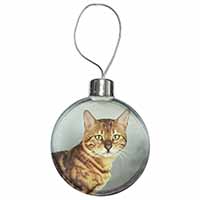 Bengal Gold Marble Cat Christmas Bauble