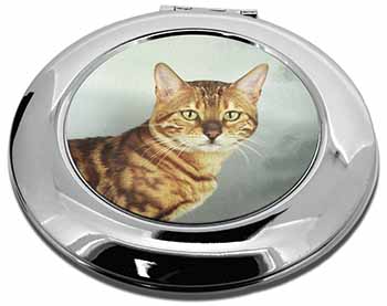 Bengal Gold Marble Cat Make-Up Round Compact Mirror