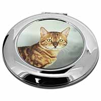 Bengal Gold Marble Cat Make-Up Round Compact Mirror