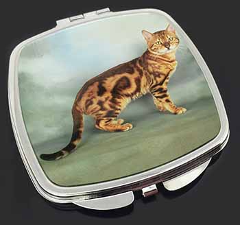 Bengal Gold Marble Cat Make-Up Compact Mirror