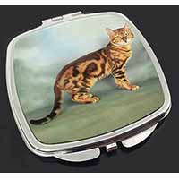 Bengal Gold Marble Cat Make-Up Compact Mirror