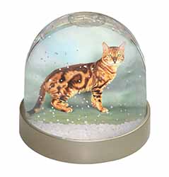 Bengal Gold Marble Cat Snow Globe Photo Waterball