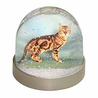 Bengal Gold Marble Cat Snow Globe Photo Waterball
