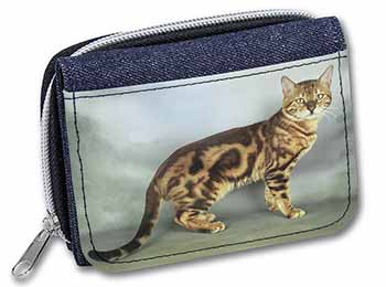 Bengal Gold Marble Cat Unisex Denim Purse Wallet