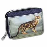 Bengal Gold Marble Cat Unisex Denim Purse Wallet