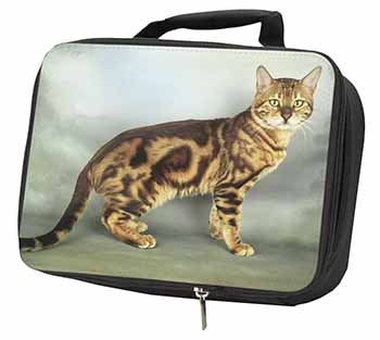 Bengal Gold Marble Cat Black Insulated School Lunch Box/Picnic Bag