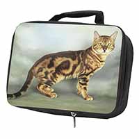 Bengal Gold Marble Cat Black Insulated School Lunch Box/Picnic Bag