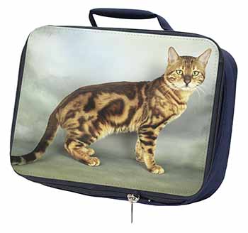 Bengal Gold Marble Cat Navy Insulated School Lunch Box/Picnic Bag