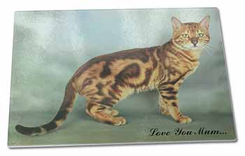 Large Glass Cutting Chopping Board Bengal Gold Cat 