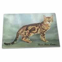 Large Glass Cutting Chopping Board Bengal Gold Cat 