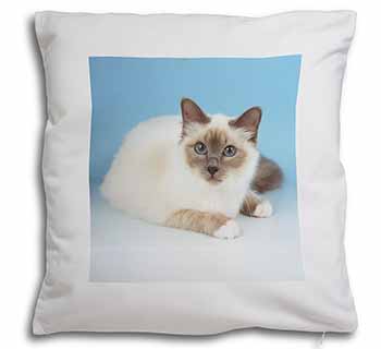 Pretty Birman Cat Soft White Velvet Feel Scatter Cushion