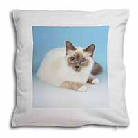 Pretty Birman Cat Soft White Velvet Feel Scatter Cushion