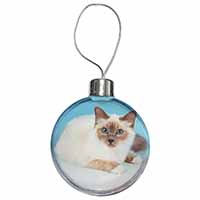 Pretty Birman Cat Christmas Bauble