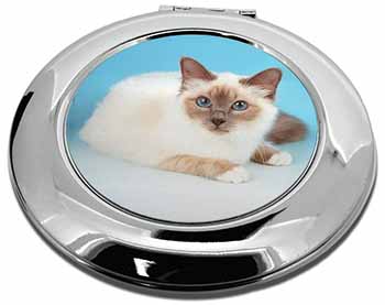 Pretty Birman Cat Make-Up Round Compact Mirror