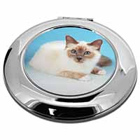 Pretty Birman Cat Make-Up Round Compact Mirror