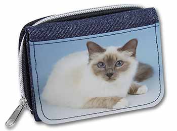 Pretty Birman Cat Unisex Denim Purse Wallet