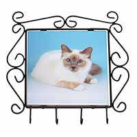 Pretty Birman Cat Wrought Iron Key Holder Hooks