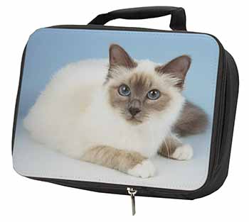 Pretty Birman Cat Black Insulated School Lunch Box/Picnic Bag