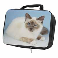 Pretty Birman Cat Black Insulated School Lunch Box/Picnic Bag