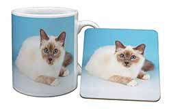 Pretty Birman Cat Mug and Coaster Set