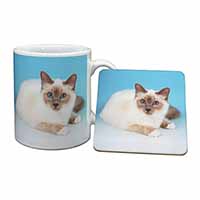 Pretty Birman Cat Mug and Coaster Set