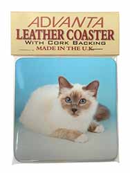 Pretty Birman Cat Single Leather Photo Coaster