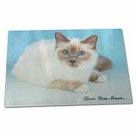 Large Glass Cutting Chopping Board Birman Cat 