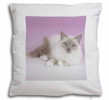 Lilac Birman Cat Soft White Velvet Feel Scatter Cushion