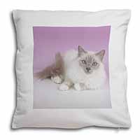 Lilac Birman Cat Soft White Velvet Feel Scatter Cushion