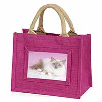 Lilac Birman Cat Little Girls Small Pink Jute Shopping Bag