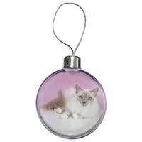 Lilac Birman Cat Christmas Bauble