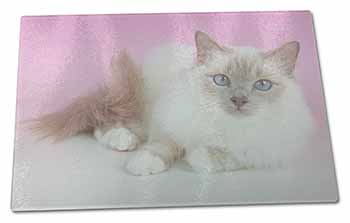 Large Glass Cutting Chopping Board Lilac Birman Cat