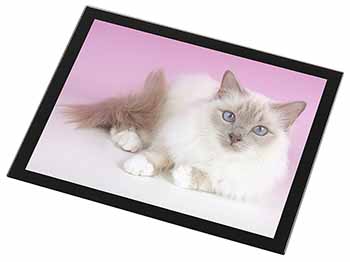 Lilac Birman Cat Black Rim High Quality Glass Placemat