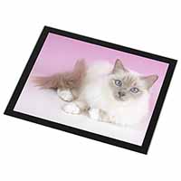 Lilac Birman Cat Black Rim High Quality Glass Placemat