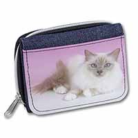 Lilac Birman Cat Unisex Denim Purse Wallet