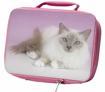Lilac Birman Cat Insulated Pink School Lunch Box/Picnic Bag