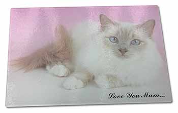 Large Glass Cutting Chopping Board Lilac Birman Cat 