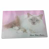 Large Glass Cutting Chopping Board Lilac Birman Cat 