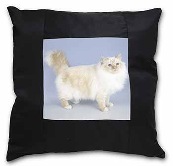 Red Birman Cat Black Satin Feel Scatter Cushion