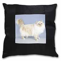 Red Birman Cat Black Satin Feel Scatter Cushion