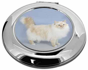 Red Birman Cat Make-Up Round Compact Mirror