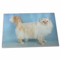 Large Glass Cutting Chopping Board Red Birman Cat