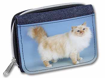 Red Birman Cat Unisex Denim Purse Wallet