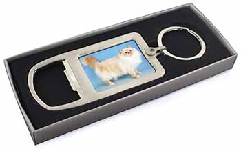 Red Birman Cat Chrome Metal Bottle Opener Keyring in Box