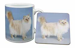 Red Birman Cat Mug and Coaster Set